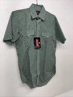 New men’s Western Shirt Works Green Pearl Snap Short Sleeve 14.5 Small A-181