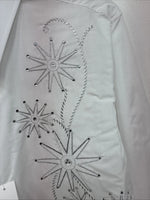 New Women’s White Horse White Gem Long Sleeve Pearl Snap XL II-29