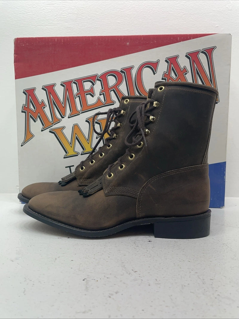New Women’s Brown American West Cowboy Boots. 5975 8.5 8 1/2 M. 16-99