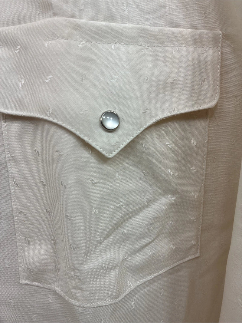 New Men’s Panhandle Slim Off White Design Long Sleeve Pearl Snap 17.5 XL T-18