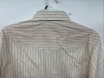 New Women’s White Horse Tan Stripe Long Sleeve Pearl Snap Medium YY-121