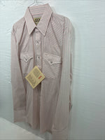 New Men’s ELY Cattleman Pink Stripe Long Sleeve Pearl Snap 16 Large V-111