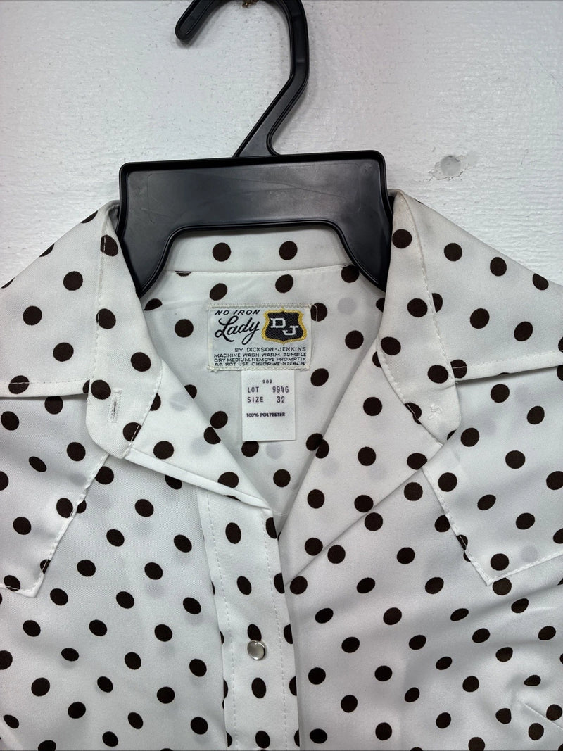 New Women’s Dickson Jenkins Polkadot Long Sleeve Pearl Snap Size 32 MM-3