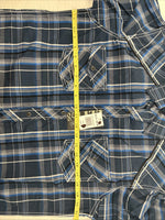 New Men’s ELY 1878 Blue Gray Plaid Short Sleeve Pearl Snap Large X-45