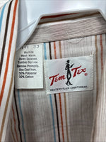 New Men’s Tem Tex Multicolor Stripe Long Sleeve Pearl Snap 14.5 X 33 Small V-8