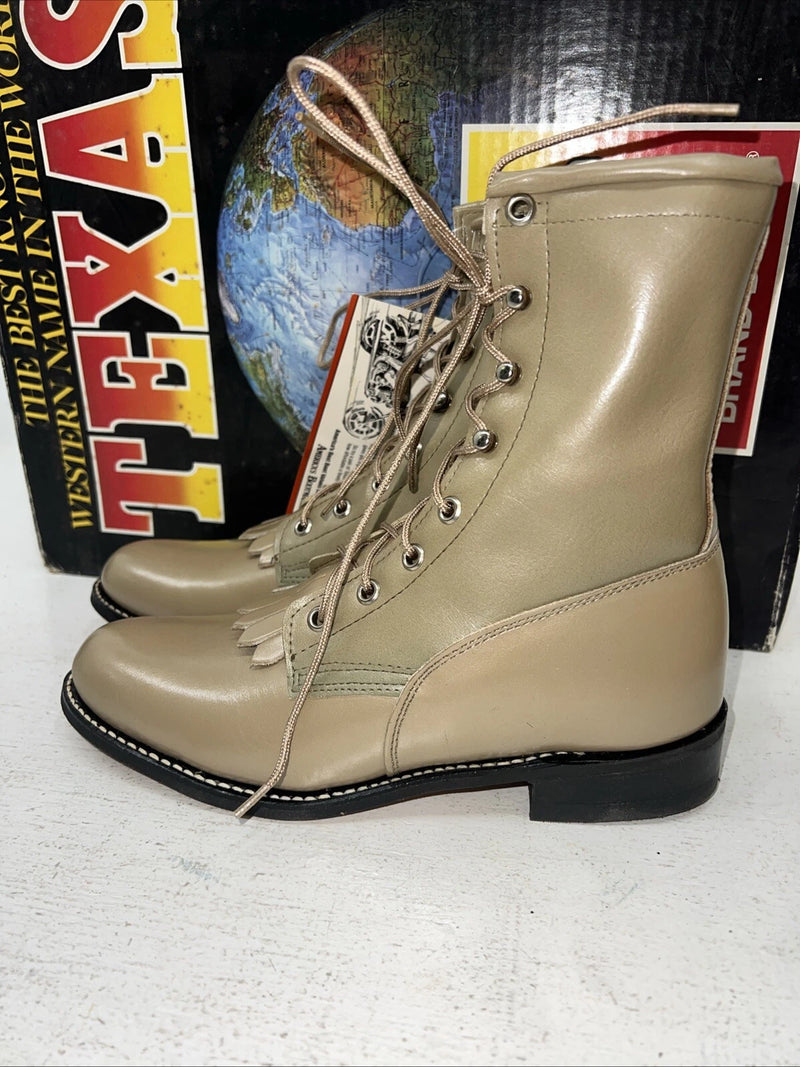 New Women’s Texas Brand Lace Up Cowboy Boots. 4498 6.5 6 1/2 M. 19-106