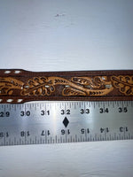 New Blue Genuine Leather Longhorn Tooled 32” Belt #82829 JJ-39