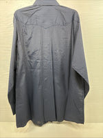 New Men’s White Horse Navy Blue Stripe Long Sleeve Pearl Snap 2XL F-96