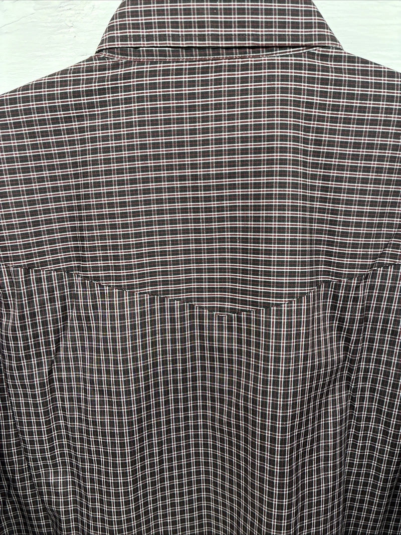 New Men’s Western Express Black Red Flannel Long Sleeve Pearl Snap 2XL F-98