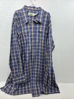 New Men’s Mesquite Blue Flannel Long Sleeve Peal Snap 3XL E-57