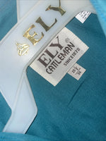 New Men’s ELY Cattleman Teal Long Sleeve Pearl 15.5 X 34 Medium B-103