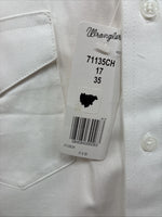 New Men’s Wrangler White Long Sleeve Button Up 17 X 35 XL R-72