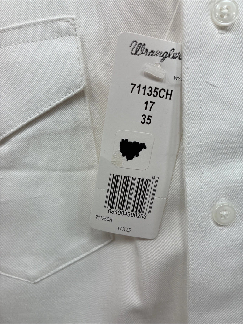 New Men’s Wrangler White Long Sleeve Button Up 17 X 35 XL R-72