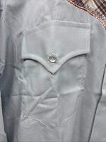 New Men’s Champion Western Gray Designed Long Sleeve Pearl Snap 15.5 Medium X-4