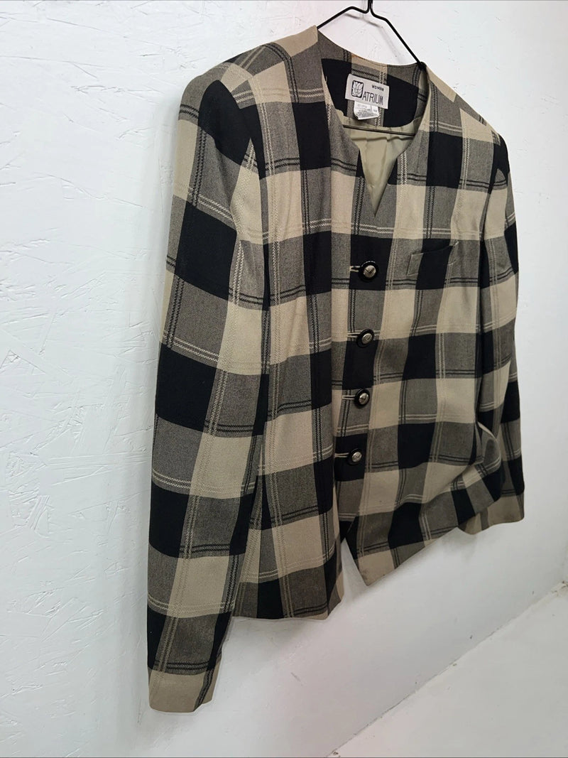 New Women’s Atrium Tan Plaid Jacket 14w H-608