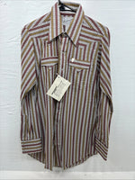 New Men’s Rockmount Multicolor Stripe Long Sleeve Pearl Snap Small AA-108