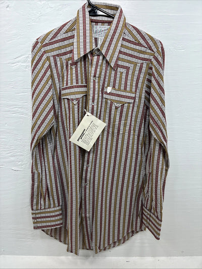 New Men’s Rockmount Multicolor Stripe Long Sleeve Pearl Snap Small AA-108