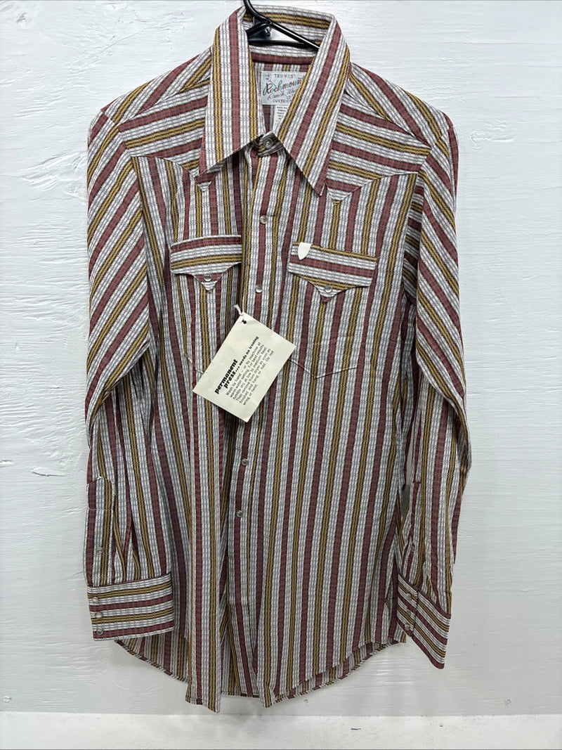 New Men’s Rockmount Multicolor Stripe Long Sleeve Pearl Snap Small AA-108