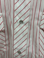 New Men’s Champion Western Red White Stripe Long Sleeve Pearl Snap 17.5 XL R-74