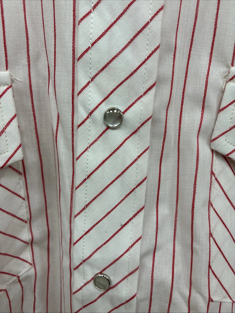 New Men’s Champion Western Red White Stripe Long Sleeve Pearl Snap 17.5 XL R-74