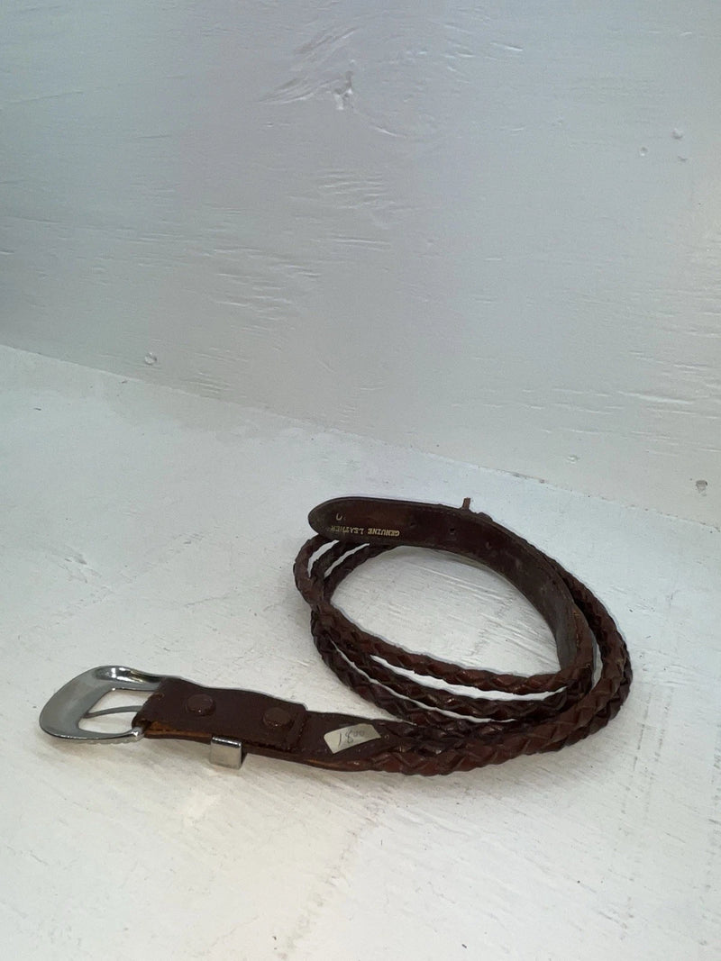 New Brown Genuine Leather Braided Rope 30” Belt #02/4703 NN-55