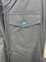 New Women’s Cumberland Black Blue Design Long Sleeve Pearl Snap Large GG-87