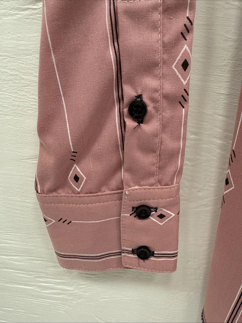 New Men’s Cowboy threads Pink Blue Long sleeve button up Small B-68