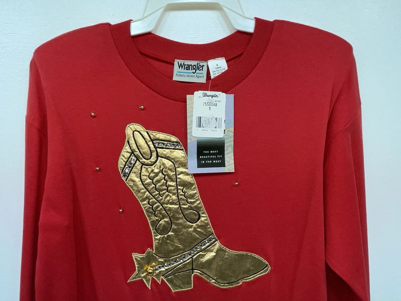 New Women’s Red Wrangler Long Sleeve Shirt S #75500AB 3B-26