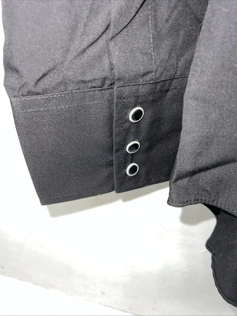 New Men’s Black ELY Cattleman Pearl Snap Long Sleeve Shirt 16.5x35 L P-35