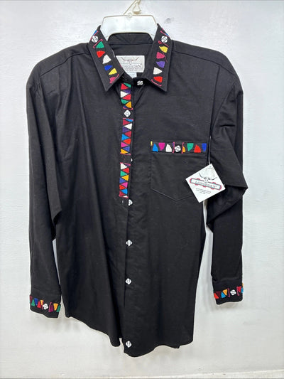 New Women’s Longhorn Black Designed Long Sleeve Button Up Medium TT-93
