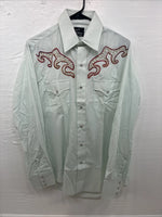 New Men’s Champion Western Mint Green Long Sleeve Pearl Snap 15 Medium K-89
