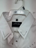 New Women’s White Horse White Gem Long Sleeve Pearl Snap 2XL GG-90