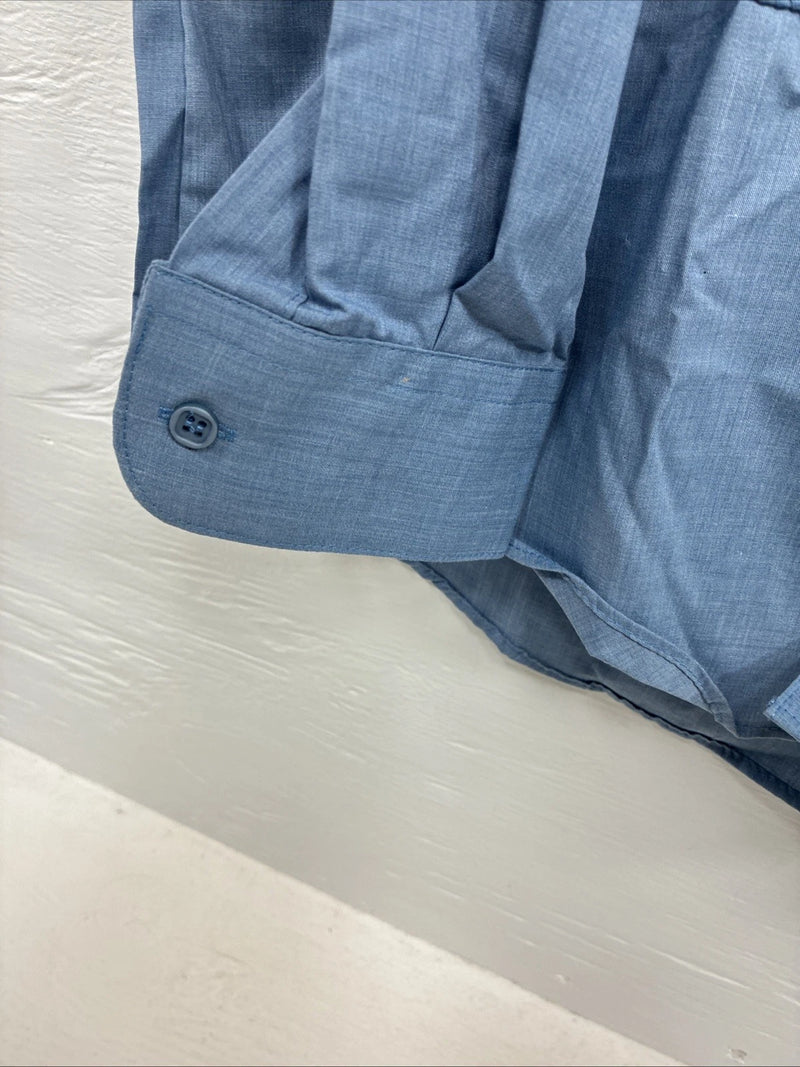 New Wayne Scott Blue Long Sleeve Button Up English Shirt Small AA-83