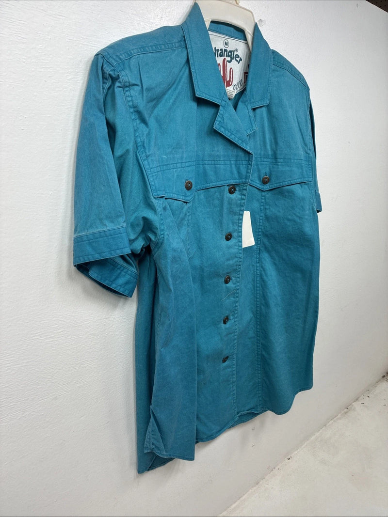 New Women’s Wrangler Blue Short Sleeve Pearl Snap Size Medium YY-50
