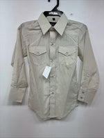 New Kids White Horse Yellow Stripe Long Sleeve Pearl Snap Small DD-130