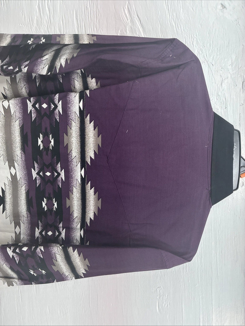 New Women’s Cumberland Purple Western Long Sleeve Button Up Pearl Medium V-59