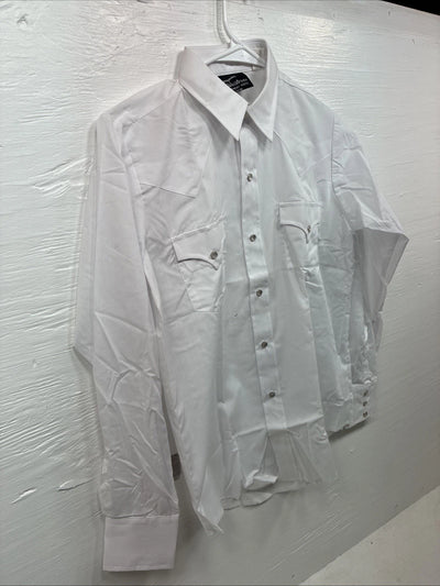 New Boys Champion Western White Long Sleeve Pearl Snap Size 16 AA-54