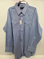 New Men’s White Horse Blue White Stripe Long Sleeve Pearl Snap 2XL H-58