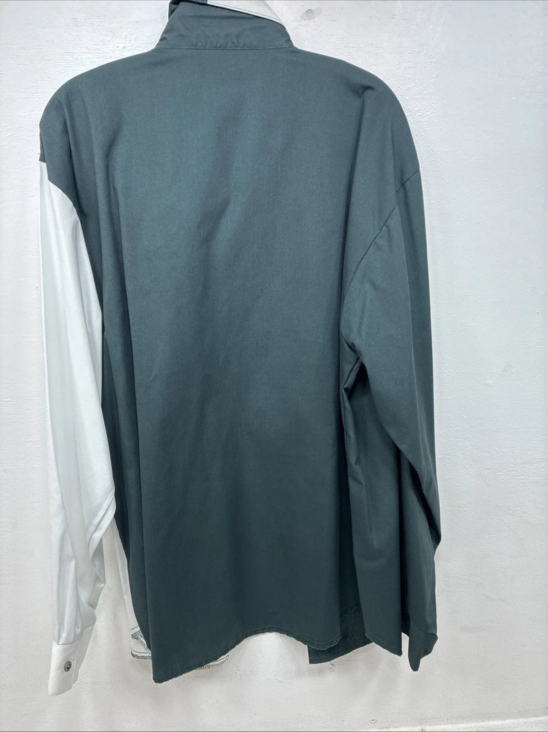 New Women’s Cowboy Threads Green White Long Sleeve Button Up Large MM-138