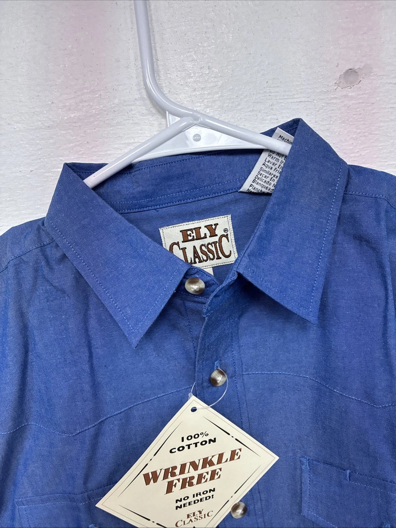 New Women’s ELY Classic Blue Long Sleeve Button Up Size Large YY-26