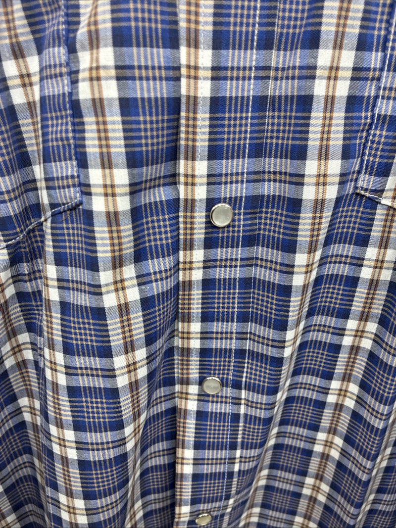 New Men’s Mesquite Blue Flannel Long Sleeve Peal Snap 3XL E-57