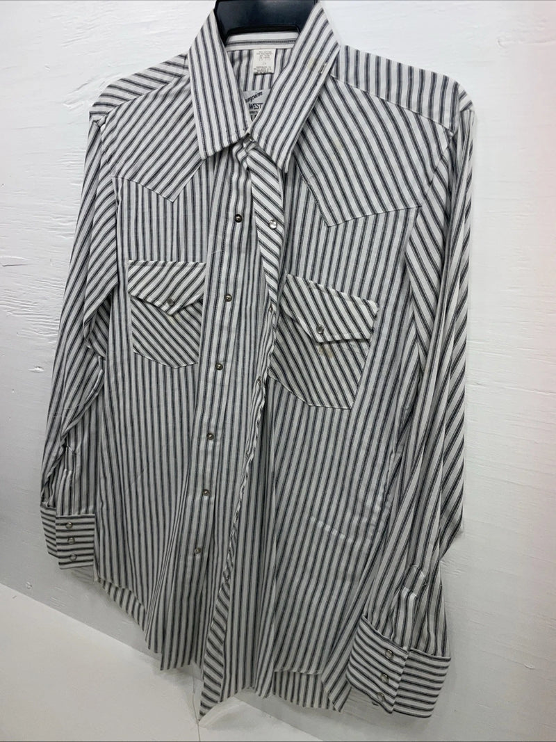 New Men’s Champion Western Striped Long Sleeve Pearl Snap 15.5 X 34 Medium B-94