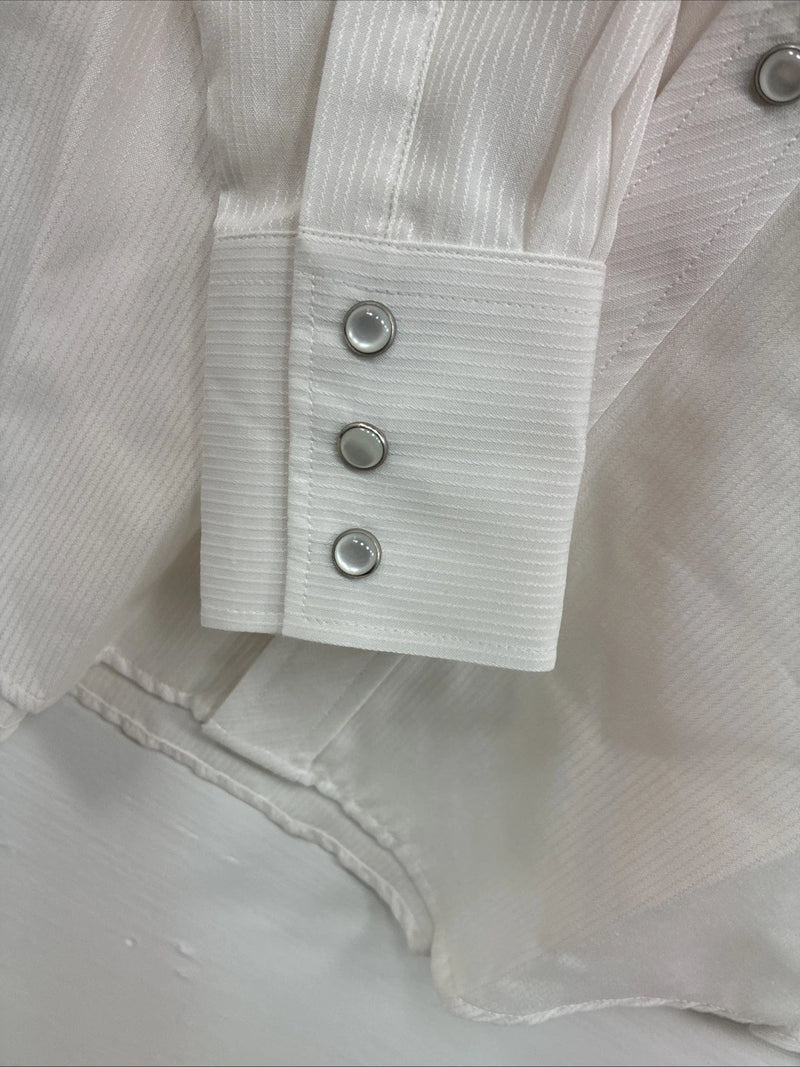 New Kids White Horse White Long Sleeve Pearl Snap Large CC-102