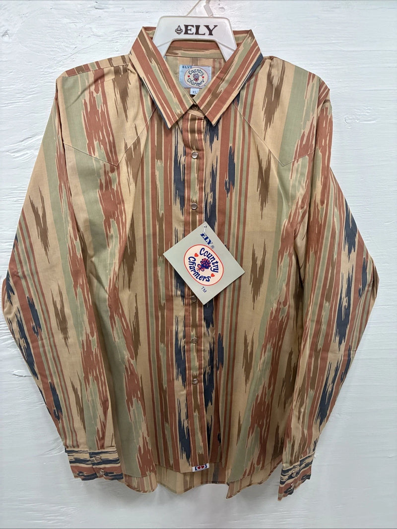 New Men’s Country Charmers Multicolor Camo Print Long Sleeve Pearl Snap XL M-93
