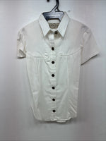 New Women’s Denũm Jeans White Short Sleeve Pearl Snap Shirt Small MM-72