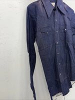 New Men’s Denim Karman Pearl Snap Long Sleeve Shirt 14.5x33 Small P-23