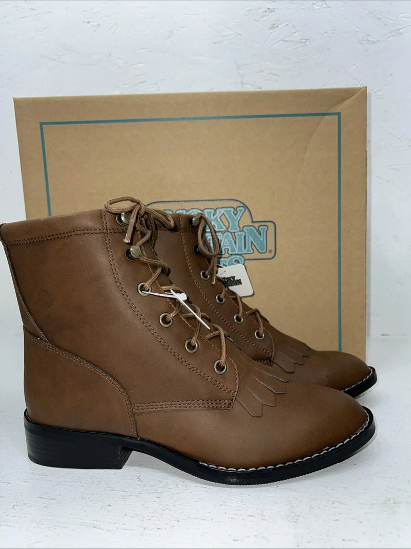 New Women’s Brown Lace Up Smoky Mountain Cowboy Boots. 6040 L 6.5 6 1/2. 19-140
