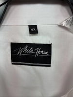 New Men’s White Horse White Long Sleeve Simple Pearl Snap 4XL J-48