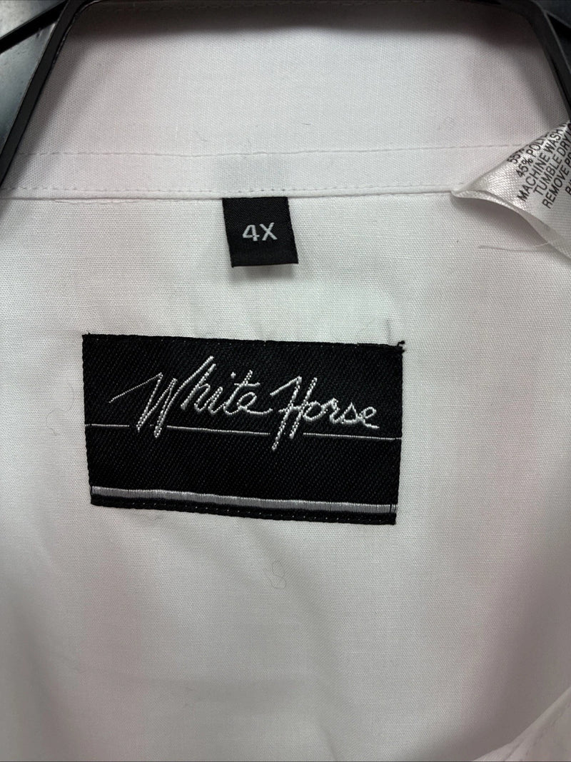 New Men’s White Horse White Long Sleeve Simple Pearl Snap 4XL J-48