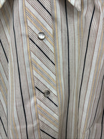 New Women’s Ranch Tan Stripe Long Sleeve Pearl Snap Size 34 MM-4